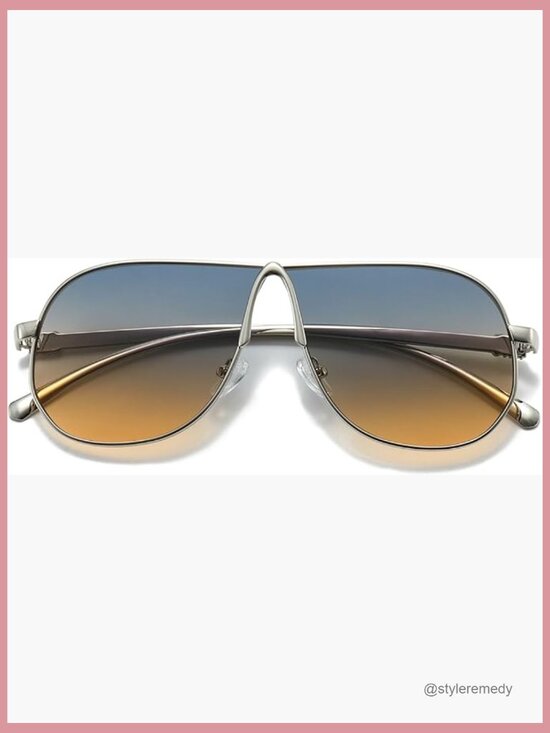 Metal Frame Oversized Aviator Sunglasses UV400 Protection